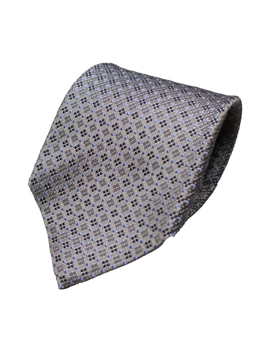 Ermenegildo Zegna Tie 100% Silk Made in Italy Woven Blue Geometric 3.25"